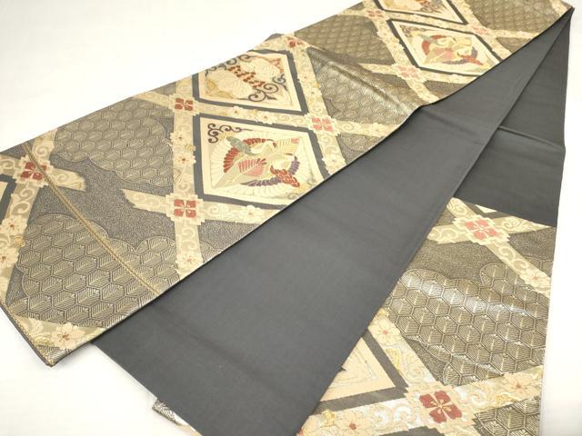 平和屋着物◎六通柄袋帯　唐織　天井花文　金糸　正絹　逸品　AAAY6223sg