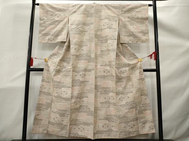 平和屋着物■上質な紬 雲取り花文 正絹 逸品 AAAY6260nf