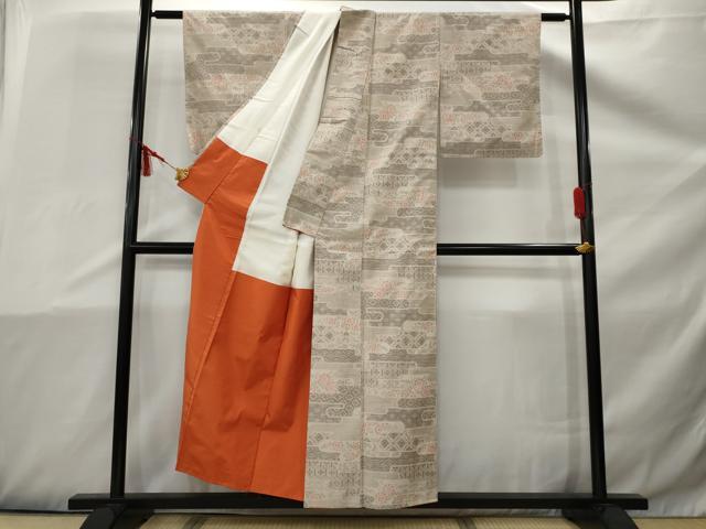 平和屋着物■上質な紬 雲取り花文 正絹 逸品 AAAY6260nf