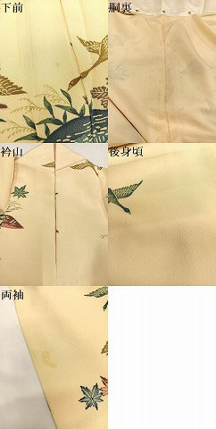 平和屋着物●訪問着 型染め 飛鶴風景草花文 金彩 正絹 逸品 AAAY6286ph