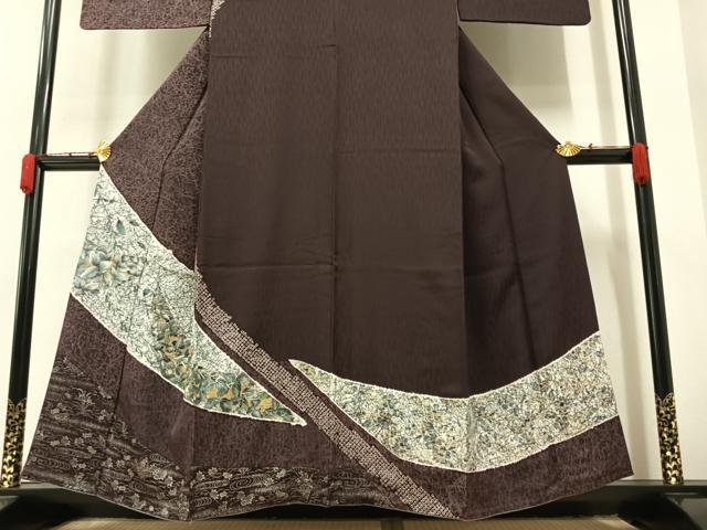 平和屋着物●訪問着 手描き 絞り 草花文 金銀彩 正絹 逸品 AAAY6287ph