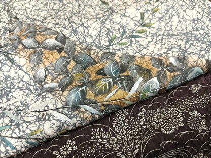 平和屋着物●訪問着 手描き 絞り 草花文 金銀彩 正絹 逸品 AAAY6287ph