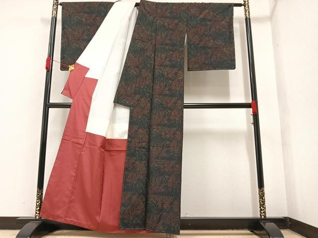 平和屋着物●本場大島紬 楓文 正絹 逸品 AAAY6293ph