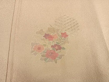 平和屋着物●訪問着　中国三大刺繍　スワトウ刺繍　汕頭刺繍　雪輪草花文　暈し染め　正絹　逸品　未使用　AAAY6302ph