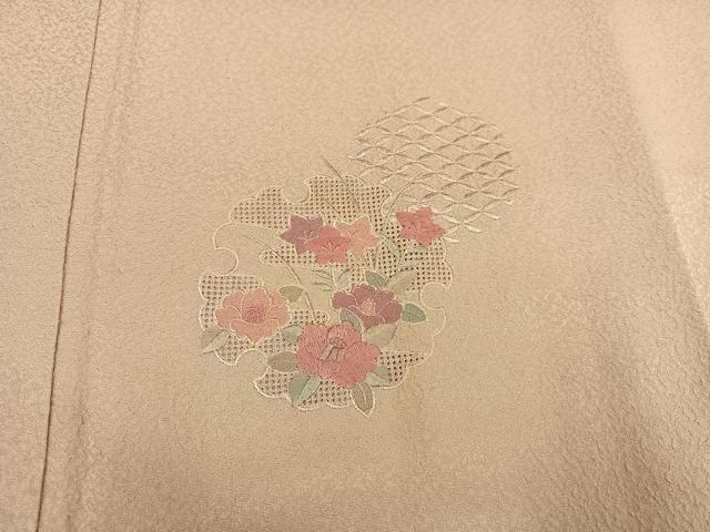 平和屋着物●訪問着　中国三大刺繍　スワトウ刺繍　汕頭刺繍　雪輪草花文　暈し染め　正絹　逸品　未使用　AAAY6302ph