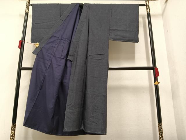 平和屋着物●男性 紬 アンサンブル 濃紺色 正絹 逸品 AAAY6305ph