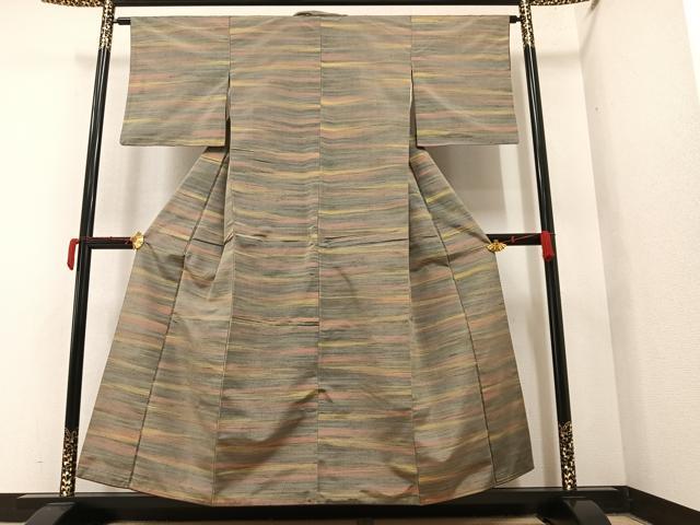 平和屋着物●上質な紬 横段文 正絹 逸品 AAAY6309ph