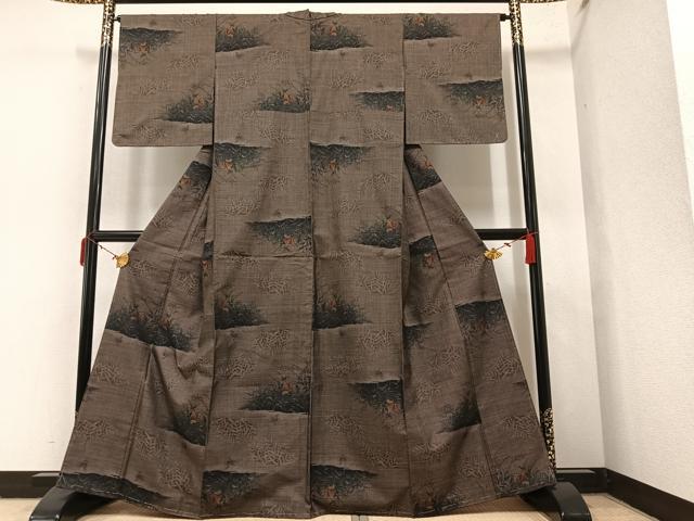 平和屋着物●本場大島紬 カタス7マルキ 花蝶文 正絹 逸品 未使用 AAAY6315ph