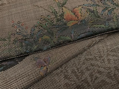 平和屋着物●本場大島紬 カタス7マルキ 花蝶文 正絹 逸品 未使用 AAAY6315ph