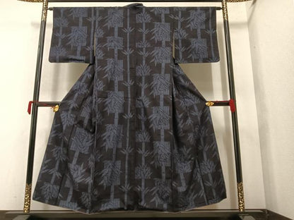 平和屋着物●結城紬　笹竹文　正絹　逸品　AAAY6317ph