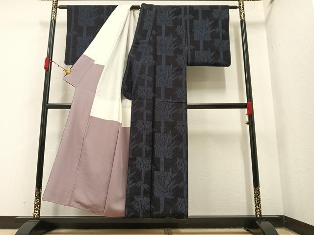平和屋着物●結城紬　笹竹文　正絹　逸品　AAAY6317ph