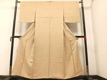 平和屋着物●上質な色無地　雪輪花地紋　榛色　正絹　逸品　AAAY6323ph