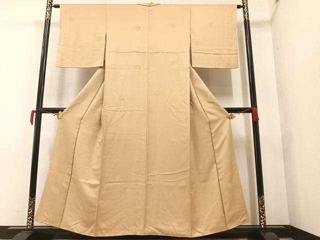 平和屋着物●上質な色無地　雪輪花地紋　榛色　正絹　逸品　AAAY6323ph