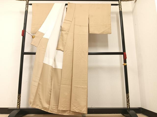 平和屋着物●上質な色無地　雪輪花地紋　榛色　正絹　逸品　AAAY6323ph