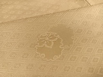 平和屋着物●上質な色無地　雪輪花地紋　榛色　正絹　逸品　AAAY6323ph