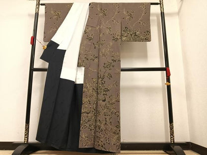 平和屋着物●友禅作家の巨匠　浅井青仁　訪問着　花鳥文　正絹　逸品　AAAY6337ph