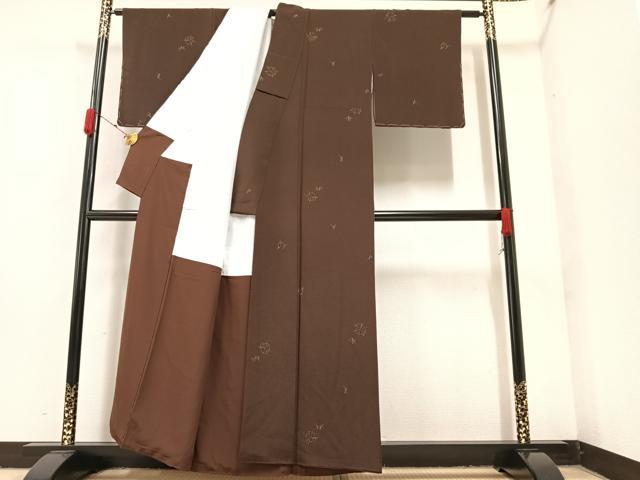 平和屋着物●上質な小紋 幾何学文様 金彩 鬼しぼ縮緬 正絹 逸品 AAAY6340ph