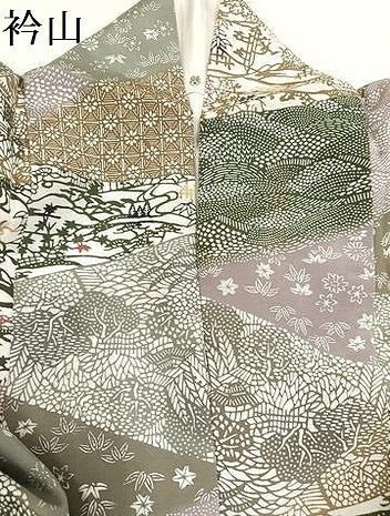 平和屋着物●上質な小紋　紬地　草花文　正絹　逸品　AAAY6347ph