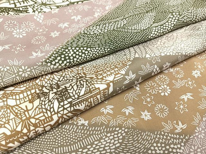 平和屋着物●上質な小紋　紬地　草花文　正絹　逸品　AAAY6347ph