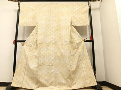 平和屋着物●上質な紬 麻の葉文様 正絹 逸品 AAAY6348ph