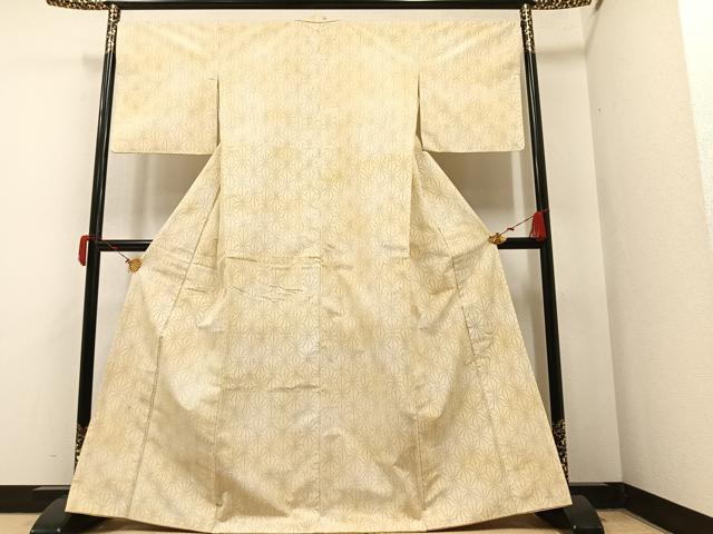 平和屋着物●上質な紬 麻の葉文様 正絹 逸品 AAAY6348ph