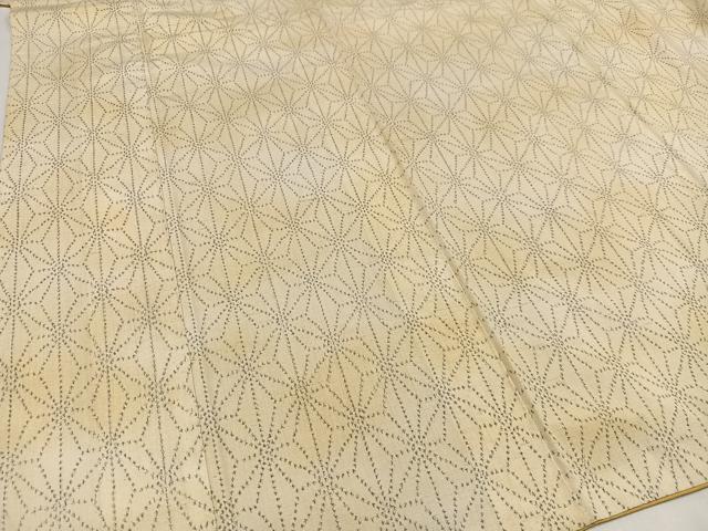 平和屋着物●上質な紬 麻の葉文様 正絹 逸品 AAAY6348ph