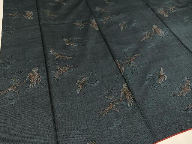 平和屋着物●本場大島紬 カタス9マルキ 群れ鶴文 正絹 逸品 AAAY6352ph