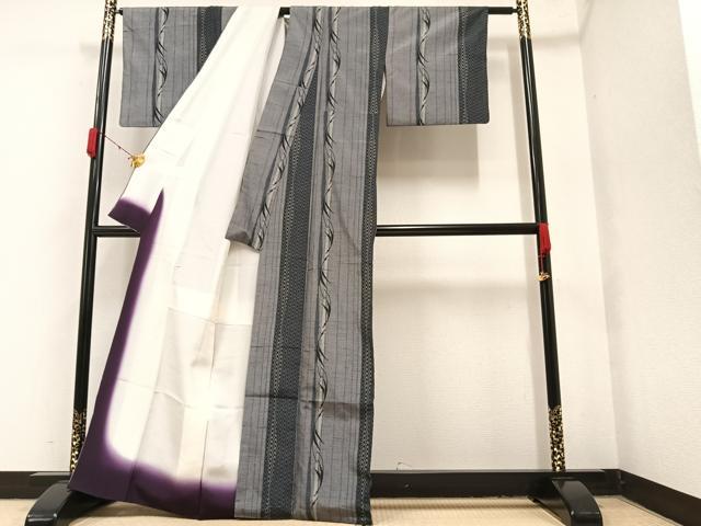 平和屋着物●上質な紬 群れ鳥間道 正絹 逸品 AAAY6353ph