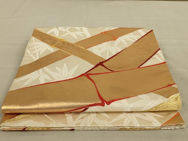 平和屋着物◎六通柄袋帯　唐織　みやび錦　若竹文様　金糸　正絹　逸品　AAAY6362ou