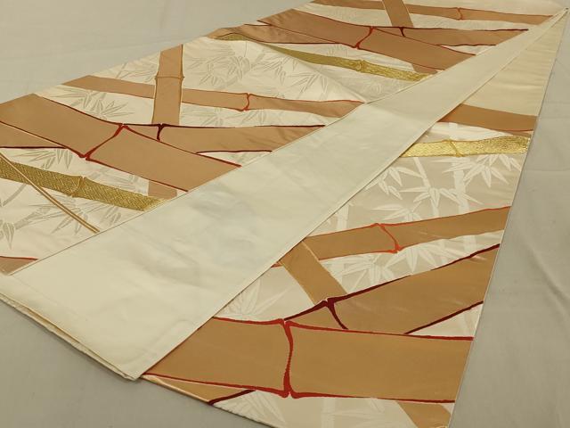 平和屋着物◎六通柄袋帯　唐織　みやび錦　若竹文様　金糸　正絹　逸品　AAAY6362ou