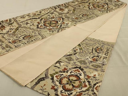 平和屋着物◎六通柄袋帯　更紗花文　金糸　正絹　逸品　AAAY6366ou