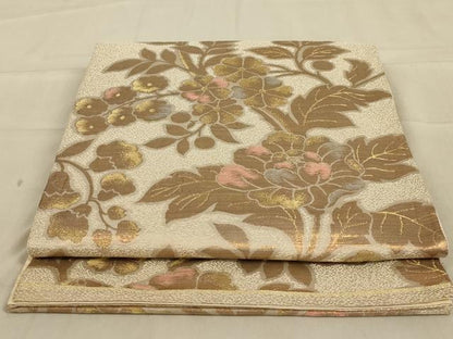 平和屋着物◎六通柄袋帯 更紗花文 金糸 正絹 逸品 AAAY6368ou
