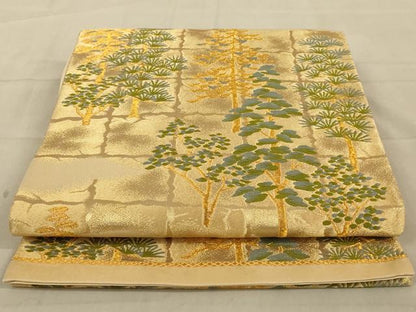 平和屋着物◎六通柄袋帯 唐織 樹林文 金糸 正絹 逸品 AAAY6377ou