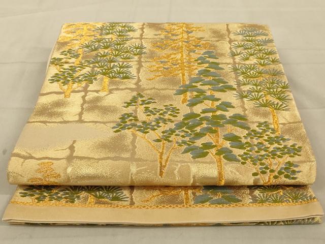 平和屋着物◎六通柄袋帯 唐織 樹林文 金糸 正絹 逸品 AAAY6377ou