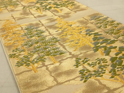 平和屋着物◎六通柄袋帯 唐織 樹林文 金糸 正絹 逸品 AAAY6377ou