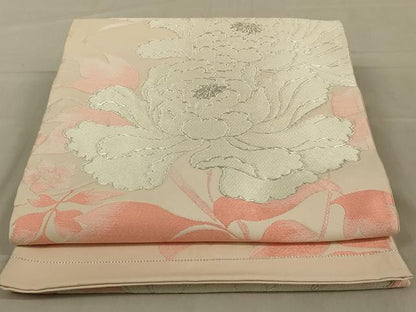 平和屋着物◎六通柄袋帯　唐織　草花文　銀糸　正絹　逸品　AAAY6382ou