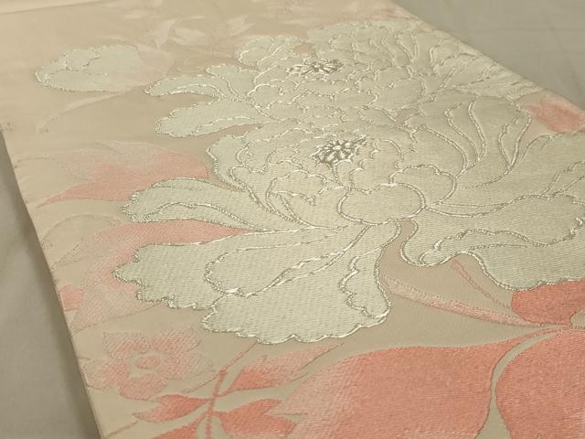 平和屋着物◎六通柄袋帯　唐織　草花文　銀糸　正絹　逸品　AAAY6382ou