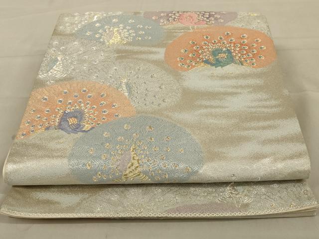 平和屋着物◎六通柄袋帯　唐織　孔雀文　金銀糸　正絹　逸品　AAAY6388ou