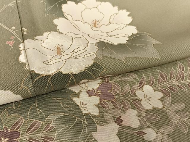 平和屋着物●訪問着　刺繍　草花文　暈し染め　金彩　正絹　逸品　AAAY6412zg