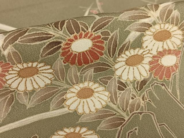 平和屋着物●訪問着　刺繍　草花文　暈し染め　金彩　正絹　逸品　AAAY6412zg