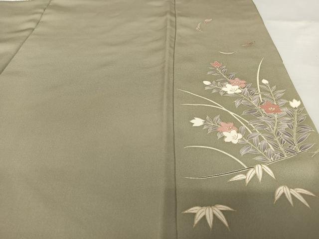 平和屋着物●訪問着　刺繍　草花文　暈し染め　金彩　正絹　逸品　AAAY6412zg