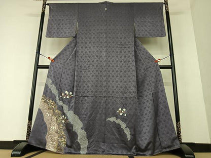 平和屋着物●訪問着 絞り 刺繍 吹き寄せ花文 金彩 正絹 逸品 AAAY6421zg