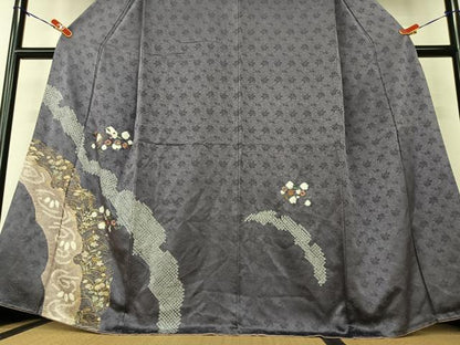 平和屋着物●訪問着 絞り 刺繍 吹き寄せ花文 金彩 正絹 逸品 AAAY6421zg