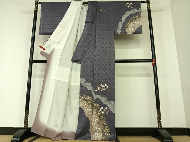 平和屋着物●訪問着 絞り 刺繍 吹き寄せ花文 金彩 正絹 逸品 AAAY6421zg