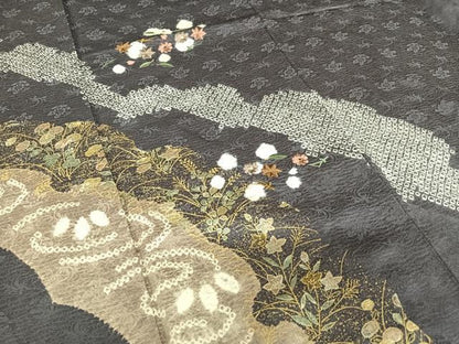 平和屋着物●訪問着 絞り 刺繍 吹き寄せ花文 金彩 正絹 逸品 AAAY6421zg