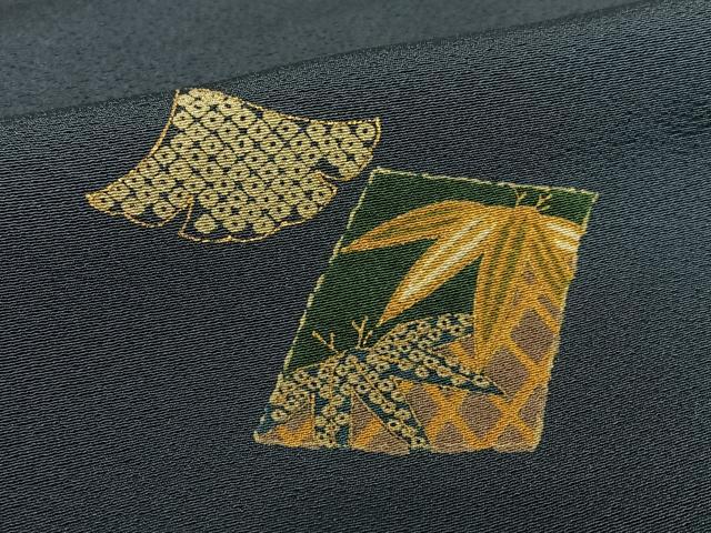 平和屋着物●上質な小紋 色紙草花文 イチョウ 金彩 正絹 逸品 未使用 AAAY6431zg