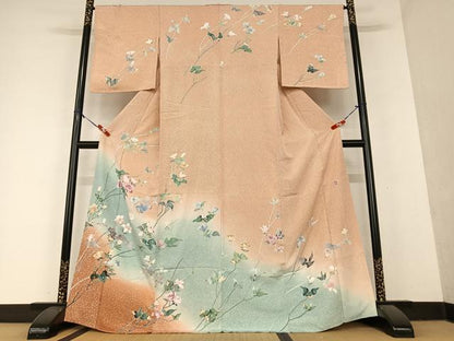 平和屋着物●訪問着 友禅 作家物 枝花文 暈し染め 正絹 逸品 未使用 AAAY6438zg