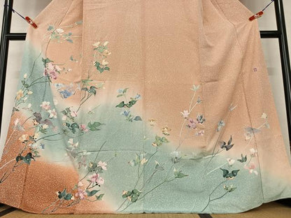 平和屋着物●訪問着 友禅 作家物 枝花文 暈し染め 正絹 逸品 未使用 AAAY6438zg