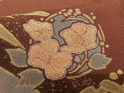 平和屋着物●訪問着 作家物 草花文 暈し染め 金彩 正絹 逸品 AAAY6444zg