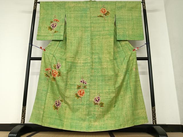 平和屋着物●訪問着 作家物 紬地 枝花文 正絹 逸品 AAAY6458zg